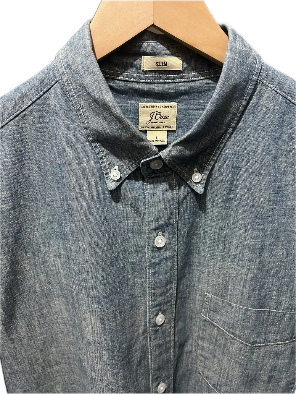 J. Crew Slim Button-Down Chambray Shirt - Light Blue/grayish